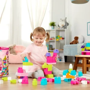 Mega Bloks First Builders Juguete para Bebés Bolsa Grande de Construcción Rosa, 80 bloques